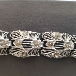 Silver bracelet with rhinestones